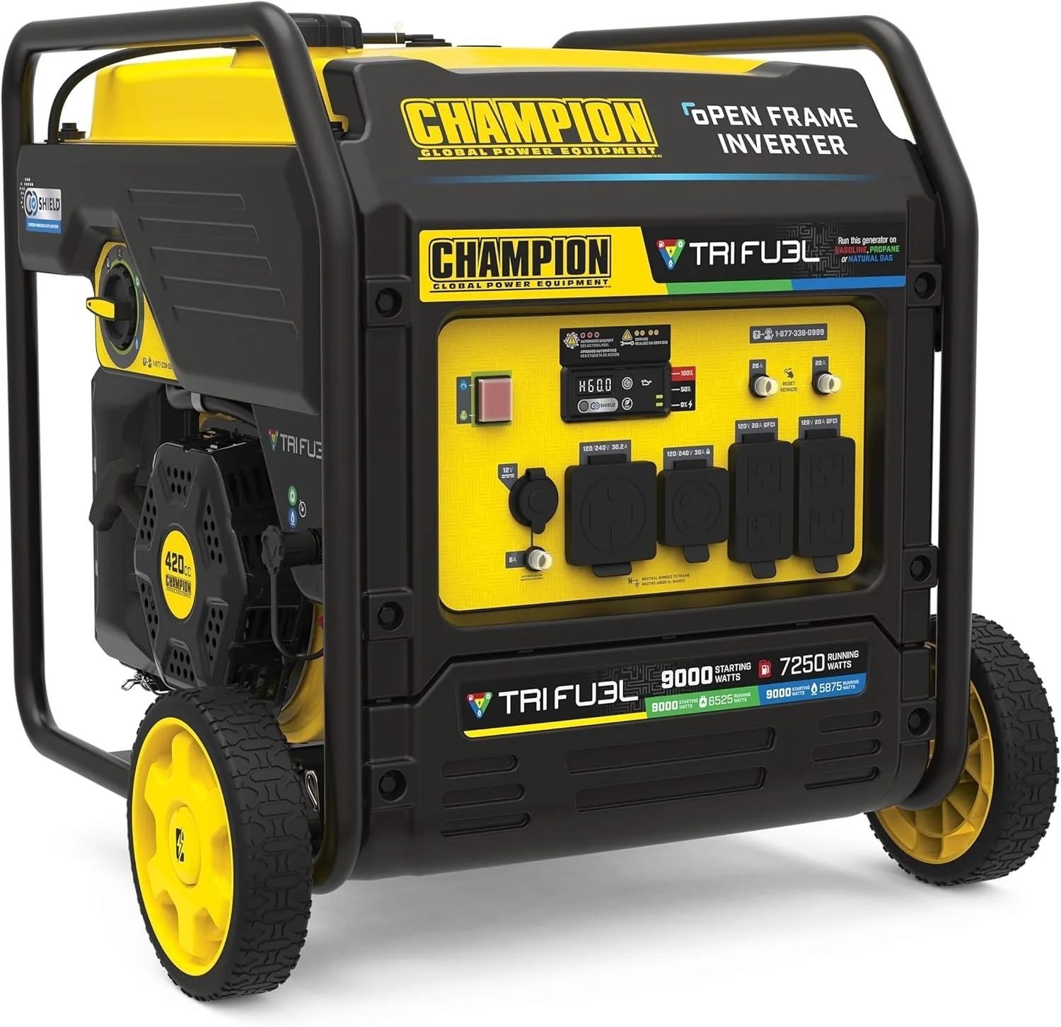 1-126-1.webp Champion 201176 9000W Tri-Fuel Open Frame Inverter Generators. - Image 1