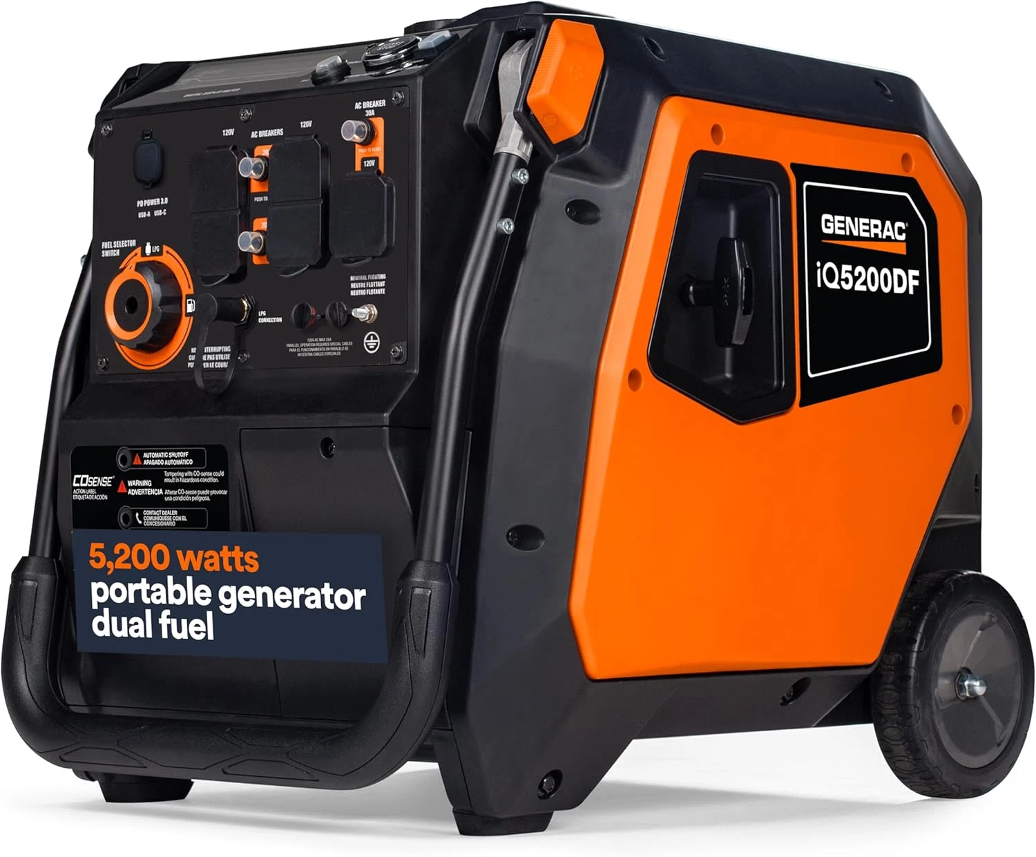 1-219-1.webp Generac iQ5200 DF 3900 Watt Electric Start Dual Fuel Inverter Generators. - Image 1