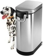 mplehuman 35 Liter, 40 lb / 18.1 kg X-Large Pet Food Storage Container for Dog Food, Cat Food, and Bird Feed, Brushed Stainless Steel