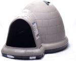 Petmate Large Dog House Outdoor Weatherproof – Indigo Igloo Dog House, Made in USA, for Large Dogs 50 to 90 pounds, TAUPE/BLACK