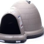Petmate Large Dog House Outdoor Weatherproof – Indigo Igloo Dog House, Made in USA, for Large Dogs 50 to 90 pounds, TAUPE/BLACK