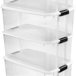 Sterilite 4-Pack Ultra Latching Box, Storage Bins with Lids, Clear Plastic, 116 Quart – Heavy-Duty Organizing Containers for Closet, Bathroom, and Office