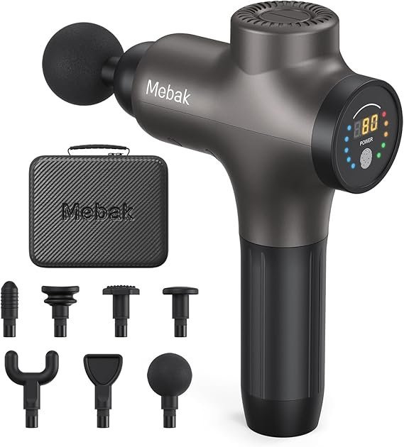 611wyVfOhQL._AC_SX569_.jpg Mebak 3 Massage Gun, Massage Gun Deep Tissue for Athletes, Professional Muscle Percussion Massager, Massager for Shoulder Leg Back Body Pain Relief, Quiet Portable Sport Tool, Gifts for Him - Image 1