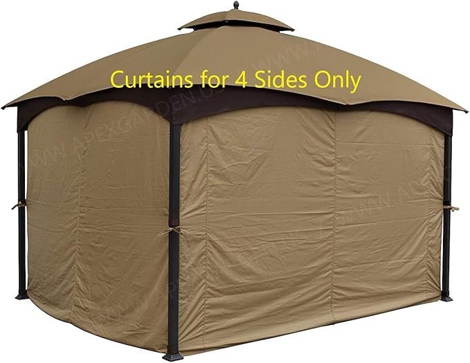 61JTe50tcYL._AC_SX679_.jpg APEX GARDEN Four-Side Privacy Side Wall Curtain Set for 10-ft x 12-ft Gazebo (Beige) - Image 1