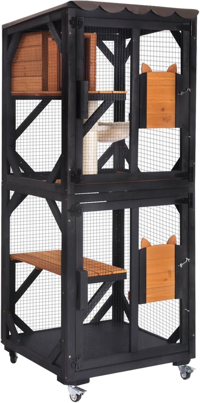 61LAXOUpLRL._AC_SX679_.jpg Aivituvin Outdoor Catio Cat Enclosure on Wheels - Image 1