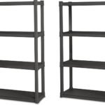 Sterilite 2-Pack 4 Shelf Unit, Heavy-Duty Shelving Storage and Utility Rack – Standing Plastic Organizer Shelves for Kitchen, Bathroom, and Garage