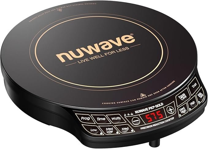 61VKhX1GKLL._AC_SX679_.jpg Nuwave Precision Induction Cooktop Gold, 12” Shatter-Proof Ceramic Glass Surface, Large 8” Heating Coil, Portable, 51Temp Settings 100°F to 575°F, 3 Wattage Settings 600, 900, and 1500 Watts - Image 1