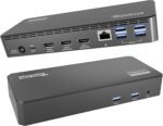 Plugable USB C Triple Display Docking Station | 100W PD, 3x HDMI (1x 4K 30Hz, 2x 1080p 60Hz), 6x USB 5Gbps Ports | Windows, macOS, ChromeOS Compatible – Enhance Productivity with Multi-Monitor Support