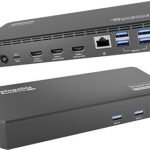 Plugable USB C Triple Display Docking Station | 100W PD, 3x HDMI (1x 4K 30Hz, 2x 1080p 60Hz), 6x USB 5Gbps Ports | Windows, macOS, ChromeOS Compatible – Enhance Productivity with Multi-Monitor Support