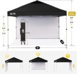 CROWN SHADES 10×10 Pop Up Canopy with 1 Side Wall – Beach Tent with One Push Setup – Outdoor Sun Shade for Events, Parties, Camping – Gazebo with STO-N-Go Cover Bag (Black) - Image 4