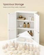 VASAGLE Floor Storage Cabinet, Shaker Cabinet with 2 Adjustable Shelves, 4 Doors, Tall Freestanding Organizer Unit, for Kitchen Bathroom Living Room, Cloud White UBBC553WH01S - Image 2