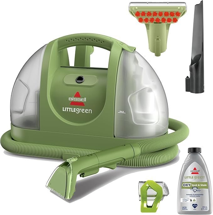 717X5secGjL._AC_SX679_.jpg BISSELL Little Green Multi-Purpose Portable Carpet and Upholstery Cleaner, Car and Auto Detailer, with Exclusive Specialty Tools, Green, 1400B - Image 1