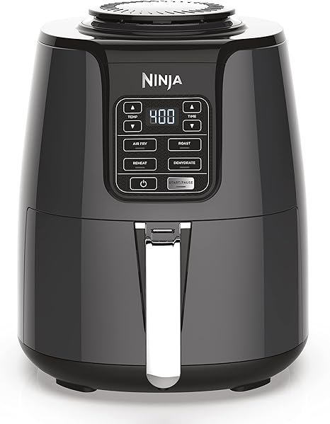 718uTMDRFL._AC_SX466_.jpg Ninja Air Fryer | 4 QT Capacity | 4-in-1 Roast, Crisp, Roast, Reheats, & Dehydrates | Dishwasher Safe Parts | 105°F-400°F | Includes 20 Easy & Healthy Recipes | 1550 watt | Grey | AF101 - Image 1