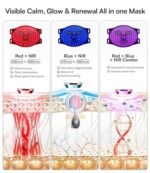 INIA Red Light Therapy Mask for Face – 4 Light Modes with 850nm NIR, Red & Blue LED Light Therapy, 2600mAh Rechargeable LED Face Mask for Radiant Glow at Home, Black - Image 6