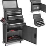 Winado 4-Drawer Rolling Tool Chest with Wheels & Lock, Tool Box with Large Storage Cabinet and Adjustable Shelf, Removable Portable Top Box for Garage, Warehouse, Factory