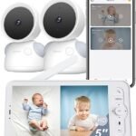 ARENTI Baby Monitor with 2 Cameras, 2K/3MP WiFi 6 Camera and Audio, 5-inch Wireless Screen, Smartphone App, Super Night Vision, Crying Detection, Auto Tracking, Temp&Humidity Sensor (D3 Set)