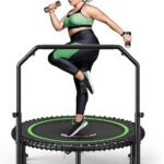 BCAN BT2 450/550LBS Mini Rebounder Trampoline for Adults with Bar, Fitness Trampoline with Bungees, Adjustable Handle, Stable & Quiet, Indoor Outdoor, Whole-Body Workout & Relaxation at Home-40IN/48IN