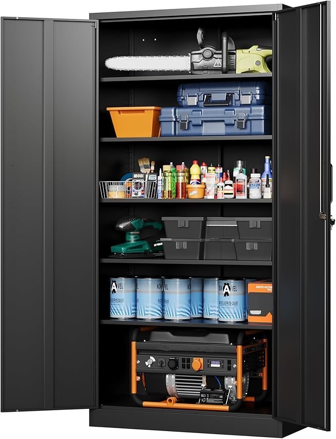 71PAHGzP4EL._AC_SX679_-2.jpg Letaya Metal Garage Storage Cabinets with Lock-72 Tall Tool Organizer Steel Lockers, 5 Adjustable Layers Shelves for Home,Office,Warehouse,Garage,(Black-72“) | with Lock, 72 Tall, Tool Organizer - Image 1