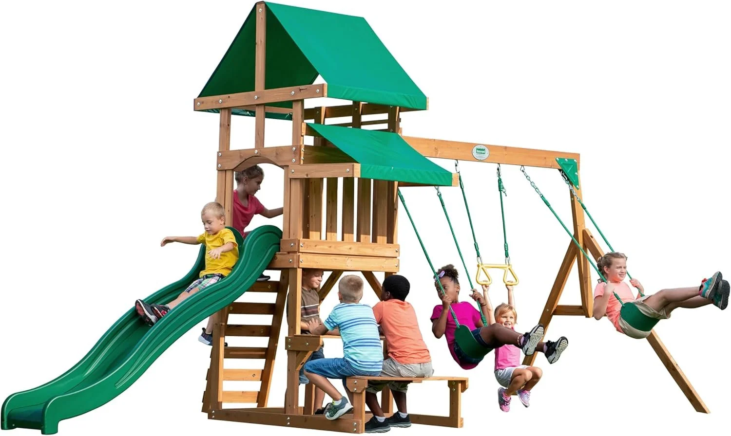 71YJ15O52uL._AC_SL1500_-1.webp Backyard Discovery Belmont All Cedar Swing Set - Image 1