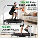 BCAN SP2 40/48″ Foldable Mini Trampoline Max Load 330lbs/440lbs, Fitness Rebounder with Adjustable Foam Handle, Exercise Trampoline for Adults Indoor/Garden Workout | FED Fitness - Image 3
