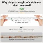 SPECILITE 200ft 304 Stainless Steel Garden Hose Metal, Heavy Duty Water Pipe with Nozzles for Yard, Outdoor – Flexible, Never Kink & Tangle, Puncture Resistant (Sliver) - Image 2