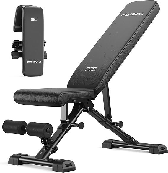 71ijsNeaN-L._AC_SX569_.jpg FLYBIRD WB5 Weight Bench, ASTM-Certified 800LBS Adjustable Weight Bench Workout Bench Foldable for Home Gym, 90° to -30° FID and 30in Extended Backrest for Bench Press Strength Training Exercise - Image 1