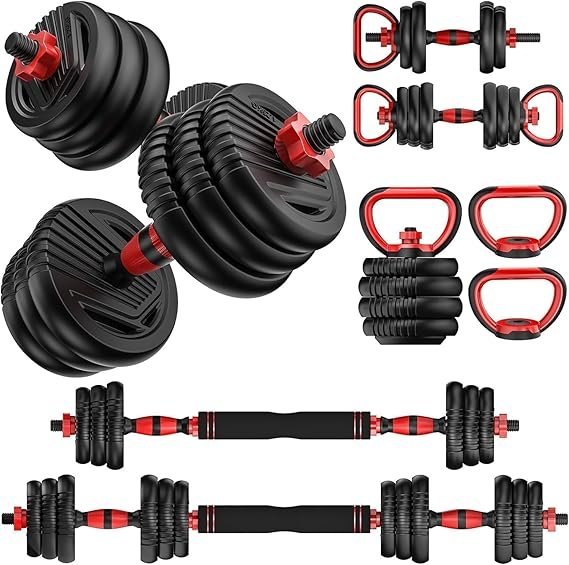 71lLqhkGDvL._AC_SX569_.jpg Adjustable Dumbbell Set, 20–90 lbs - Image 1