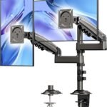 HUANUO 17-32 Inch Dual Monitor Stand, Vertical Dual Monitor Mount, Monitor Stand 2 Monitors, Ergonomic Adjustable Tilt/Swivel/Rotate, Weight Max 19.8 lbs, VESA 75/100mm