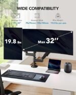 HUANUO 17-32 Inch Dual Monitor Stand, Vertical Dual Monitor Mount, Monitor Stand 2 Monitors, Ergonomic Adjustable Tilt/Swivel/Rotate, Weight Max 19.8 lbs, VESA 75/100mm - Image 5