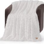 UGG Adalee Faux Fur Throw Blanket for Couch, Cozy Soft Blanket for Bed or Chair, Giftable Fluffy Throw, Machine Washable, Luxury Spring Home Decor, 50-inch x 70-inch, Natural White