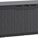 Devoko 100 Gallon Waterproof Large Resin Deck Box Indoor Outdoor Lockable Storage Container for Patio Furniture Cushions Garden Tools (100 Gallon, Black)