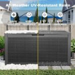 PatioZen 100 Gallon Resin Deck Box, Lockable Patio Outdoor Storage Box for Furniture, Garden Tools and Tools Storage, Waterproof Outside Storage Boxes – Black - Image 2