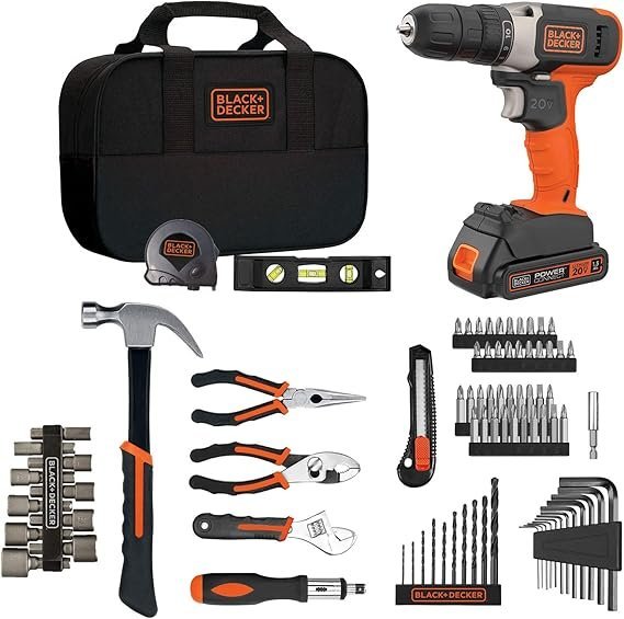 81AFLHAkBJL._AC_SX569_.jpg beyond by BLACK+DECKER Home Tool Kit with 20V MAX Drill/Driver, 83-Piece (BDPK70284C1AEV) - Image 1