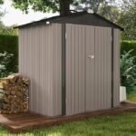 Patiowell 6×4 FT Outdoor Storage Shed, Garden Tool Storage Shed with Sloping Roof and Double Lockable Door, Outdoor Shed for Garden Backyard Patio Lawn, Brown - Image 5