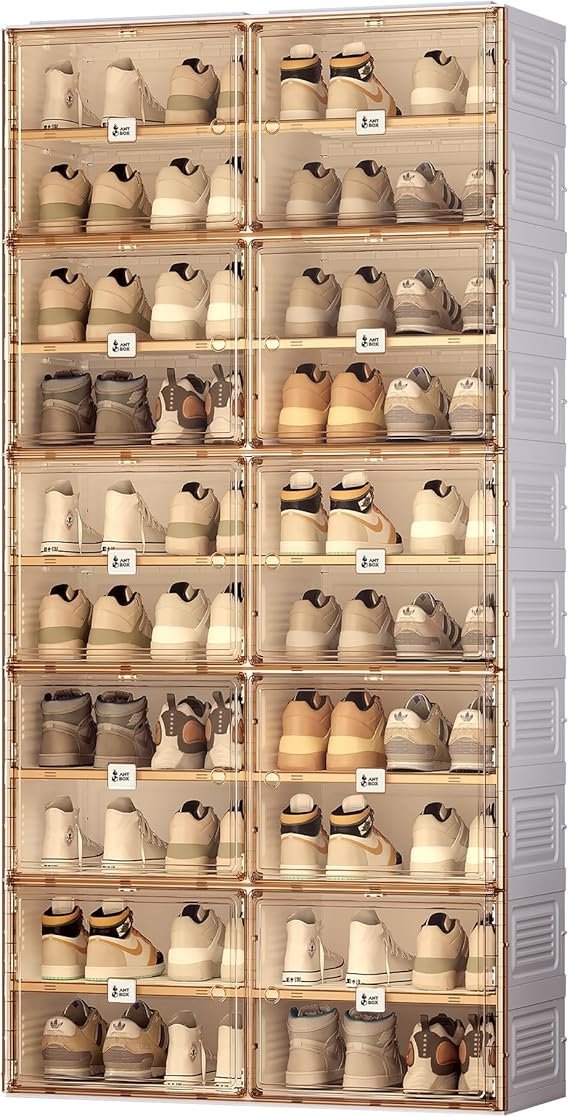 81O36lnHOdL._AC_SX569_.jpg ANTBOX Portable Shoe Rack Organizer for Closet Entryway, Stackable Sneaker Storage Shoe Cabinet with Magnetic Clear Door, Large Plastic Storage containers Bins with Lids 10 Tiers 40 Pairs - Image 1