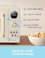 COMFEE’ Retro Microwave Oven, Small Microwave with 6 Auto Menus, 0.9 cu.ft Countertop Compact Microwave with Multi-stage Cooking, Mute Function, LED digital, Apricot/900W, CMO-MMP02AA(AT) - Image 4