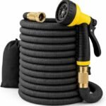 J&B XpandaHose 150ft Expandable Garden Hose – Ultra-Strong 3750D, 4-Layer Latex Core, Brass 3/4″ Connectors, 10-Pattern Nozzle & Storage Bag – Lightweight, Kink-Reducing, Leak-Resistant
