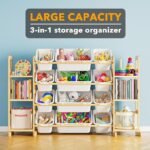 SpaceAid Toy Storage Organizer with 6 Shelves and 12 Bins, Bookshelf/Bookcase, Kids Bin Shelf, Toys Box for Playroom Organization for Bedroom & Room Decor, White, 52.3″ W - Image 4