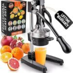 Zulay Kitchen Cast Iron Juicer – Easy-to-Clean Heavy-Duty Manual Juicer, Professional Citrus Juicer – Stainless Steel Lemon Squeezer – Manual Citrus Press & Orange Squeezer – Orange Juicer (Black)
