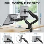 HUANUO FlowLift Dual Monitor Stand, Fully Adjustable Gaming Monitor Desk Mount for 13–32″ Computer Screens, Full Motion VESA 75×75/100×100 with C-Clamp & Grommet Base, Each Arm Holds 4.4 to 19.8 lbs - Image 4