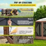 VEVOR Pop Up Gazebo Screen Tent, Pop-Up Instant Gazebo Tents with Mosquito Netting Outdoor Canopy, 6 Sided Sun Shelter 10x10ft with 6 Removable Wind Cloths & 2 Mesh Windows, Pavilion Tent for Patio - Image 2
