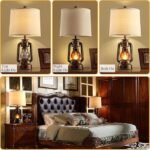 RORIANO Farmhouse Lantern Table Lamps for Living Room Set of 2, Vintage Bedroom Resin Lamp with Dual USB Charging Ports, Rustic Retro Bedside Nightstand Desk Lamp, 4 Bulb Included - Image 4