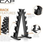 CAP Barbell Rubber Coated Dumbbell Weight Set with Vertical Rack | 100 lb, 150 lb, and 210 lb Options - Image 4