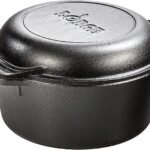Lodge Cast Iron Double Dutch Oven – Pre-Seasoned 2-in-1 Cast Iron Cookware – Pot & Skillet Combo – Even Heat Retention – Oven-Safe, Versatile Pot – 5 Quart