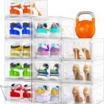 12-Pack Clear Stackable Shoe Storage Boxes, White