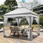 Yaheetech 11×11 Pop Up Gazebo Outdoor Canopy Shelter, Instant Patio Gazebo Sun Shade Canopy Tent with 4 Sandbags, 2 Tiers Roof & Mesh Netting for Lawn, Garden, Backyard & Deck, Gray - Image 5