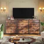Romorgniz 55″ Dresser for Bedroom with 12 Fabric Drawers, Entertainment Center for 60 inch TV Dressers & Chests of Drawers Large Organizer, Living Room, Metal Frame, Wood Top, Rustic Brown - Image 4