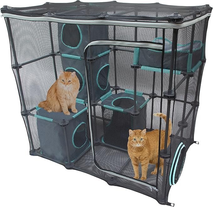A1HHW46JvXL._AC_SX679_.jpg Kitty City Outdoor Catio Furniture and Play Kits for Cats, Outdoor Mega Kit - Image 1