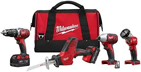 B004IZ8KCI-0-1756226905728-1.webp Milwaukee 2695-24 M18 18V Cordless Power Tool Combo Kit with Hammer Drill, Impact Driver, Reciprocating Saw, and Work Light (2 Batteries, Charger, and Tool Case Included) - Image 1