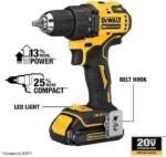 DEWALT ATOMIC 20V MAX* Cordless Drill Combo Kit, Compact (DCK278C2) - Image 2